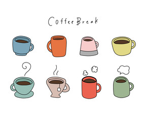 マグカップの手描きイラスト／かわいい／コーヒー／紅茶