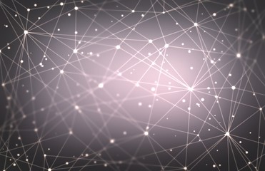 Futuristic network shape abstract structure 3d. Science technology. Dark vignette mystery high tech empty background. Fantastic communication digital concept.