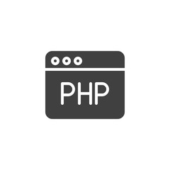 PHP web programming language vector icon. filled flat sign for mobile concept and web design. Web Development glyph icon. Symbol, logo illustration. Vector graphics