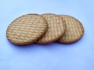 fresh healthy sweet eatable biscuit isolated on light blue background