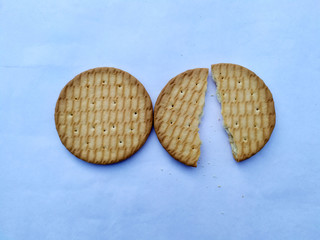 fresh healthy sweet eatable biscuit isolated on light blue background