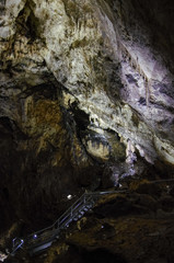 Stalactites and stalagmites in Valea Cetatii Cave, Rasnov, Romania
