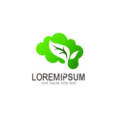 Brain logo with leaf design combination, Nature logo