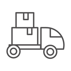 cardboard boxes in truck transport cargo shipping related delivery line style icon