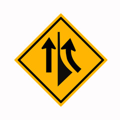 Warning road sign merging from the right,Vector Illustration, Isolate On White Background Label.