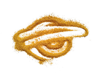 Wood sawdust on white background. Pile of wood shavings and wood powder isolated on white background.