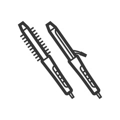 Curling iron outline single isolated vector icon. Home appliances and electronics illustration on white background