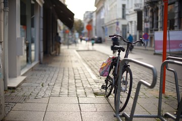 Bicycle Parked The Sidewalk Somewhere