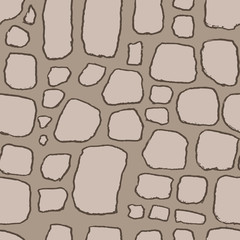 Stones handdrawn seamless brown pattern. Vector illustration.