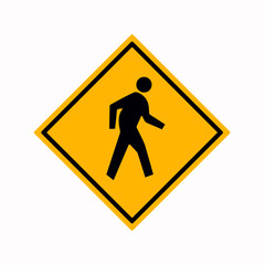 Pedestrian Crossing Warning Road Sign,Vector Illustration, Isolate On White Background Label.