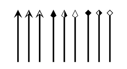 arrow vertical line set isolated on white, lines and arrows indicate the dimension of the drawing, arrowhead black on a line vertical, arrow line for dimension scale, clip art vertical line arrow