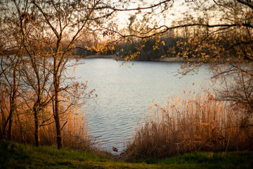 Fototapeta premium Hufeisensee am Abend
