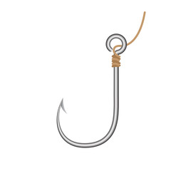 fishing hook isolated on white background, icon fishing hook, clip art empty fishing hook trap, tackle hook hang for fishing sport