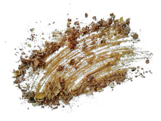 Wood sawdust on white background. Pile of wood shavings and wood powder isolated on white...