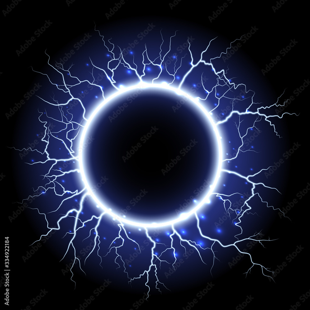 Wall mural lightning strikes and sparks, electrical energy on transparent background. lightning flash and spark