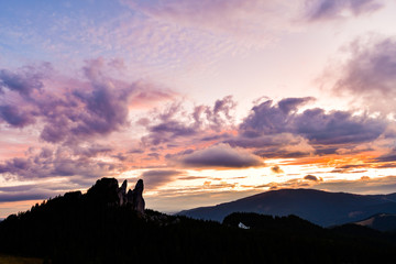 Sunset in mountains