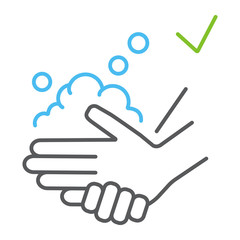 Washing hands with soap color line icon, wash and hygiene, wash your hands sign, vector graphics, a linear pattern on a white background, eps 10.