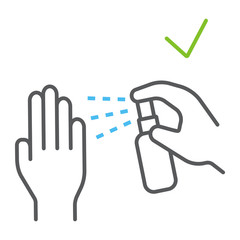 Antiseptic for hands color line icon, wash and hygiene, antibacterial spray sign, vector graphics, a linear pattern on a white background, eps 10.