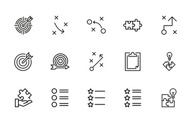 Set of planning related vector line icons.