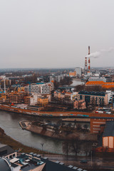 Wroclaw, Picturesque view of the old island of Thum and the Church of Our Lady of the Sand on the tower of St. Iion's Cathedral, Odra River.