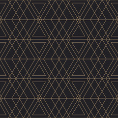 Trendy Art Deco Seamless Pattern. Vector geometric golden texture on dark background.