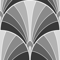 Geometric feather scallop seamless vector pattern