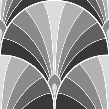 Geometric feather scallop seamless vector pattern