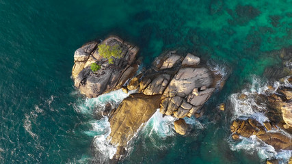 Fototapeta na wymiar Seychelles beach aerial view of Praslin Island Anse Lazio beach