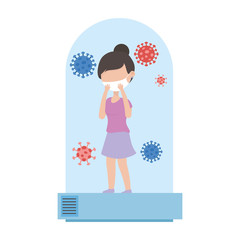 woman cartoon in quarantine virus covid 19 coronavirus pandemic