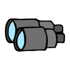 Binoculars. Hand drawn vector illustration  in doodle style, isolated on a white background.