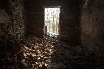 Fototapeta na wymiar doorway in abandoned building