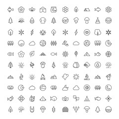 Nature line icon set.