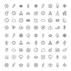 Nature line icon set.