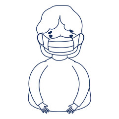 young man cartoon with medical mask covid 19 coronavirus pandemic line style