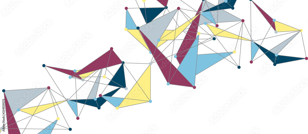 Fototapete line points connections, triangular technology design. abstract geometric background