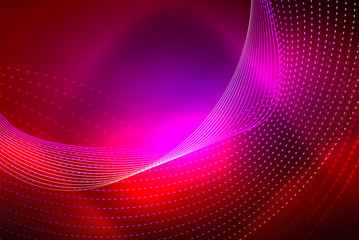 Obraz premium Abstract particles, wave background, neon motion techno design