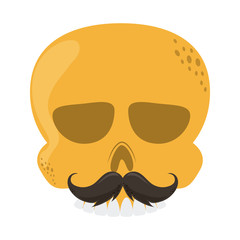 skull with mustache cinco de mayo mexican celebration flat style icon