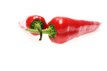 Sweet Red Kapia Peppers on white background.