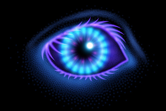 Abstract eye, composed from light particles. Vector illustration.
