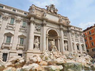 Trevi fountain in the morning, Rome, Italy. Rome baroque architecture and landmark. Rome Trevi...