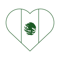 mexican flag shaped heart emblem cinco de mayo celebration line style icon