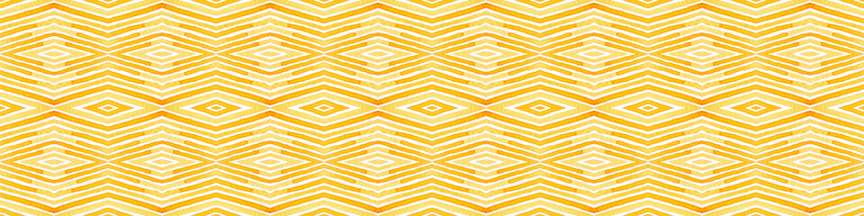 Orange Seamless Border Scroll. Geometric Watercolo