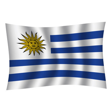 Uruguay flag background with cloth texture.Uruguay Flag vector illustration eps10. - Vector