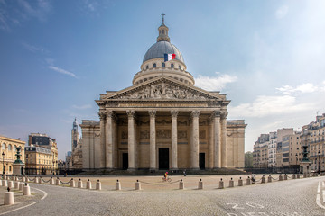 Paris, France - March 20, 2020: 1st day of containment because of Covid-19 in front of Pantheon in Paris