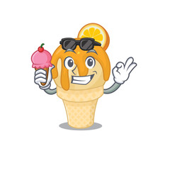 Cartoon design concept of orange ice cream having an ice cream