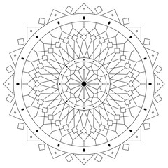 Flower Mandala. Circular pattern in form of mandala for Henna Mehndi or tattoo decoration. Decorative ornament in ethnic oriental style, vector illustration. Coloring book page.
