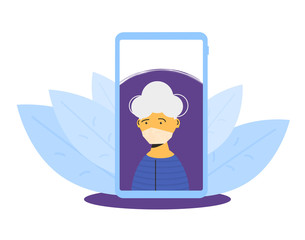 Online job conference. Vector color flat  concept.