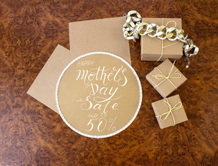 Card, banner, pattern for a discount of 50 percent for mother day