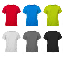 Mockup of a template of a color men's t-shirts on a white background