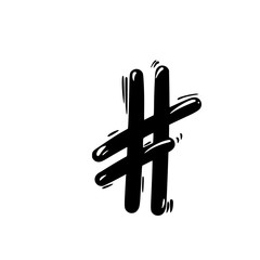 Hashtag vector hand drawn sign. Hash tag symbol.